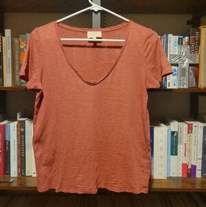 Sezane Short Sleeve V-neck T-shirt